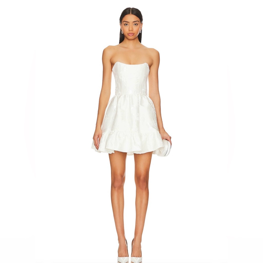 V. Chapman Ginny Corset Mini Dress in White Baroque Floral